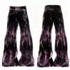 ROGIC Barb Print Tie-Dye Distressed Flare Jeans – Unisex Cyberpunk Gothic Washed Wide-Leg Denim Pants
