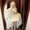 Cross & Thorns Gothic High-Low Lace Lolita Set – Chiffon Blouse, Corset Skirt & Detachable Princess Sleeves