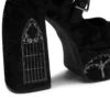 Koi Footwear Black Studded Double Strap Mary Jane Platform Heels – Gothic Chunky Vegan Leather Shoes