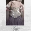 Blood Supply Moonlight Beast Spirit Floral Boned Corset Top - Elven Fairycore Sequin Iridescent Bustier Evening Top