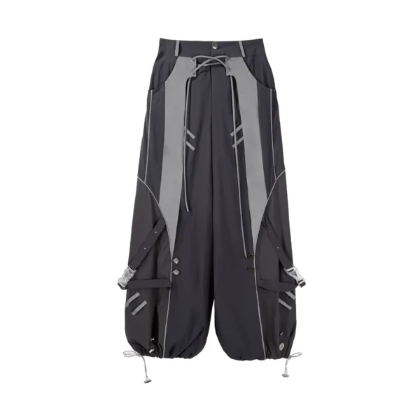 Infinite War Zone Cyberpunk Techwear Lolita 3-Piece Set – Crop Tank Top, Sheer Mesh Outer Jacket & Tactical Cargo Pants