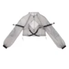 Infinite War Zone Cyberpunk Techwear Lolita 3-Piece Set – Crop Tank Top, Sheer Mesh Outer Jacket & Tactical Cargo Pants