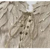 NO ROMANCE Vintage Court Knight Angel Wings Faux Suede Corset Top – Gothic Lace-Up Strapless Bustier Camisole for Women