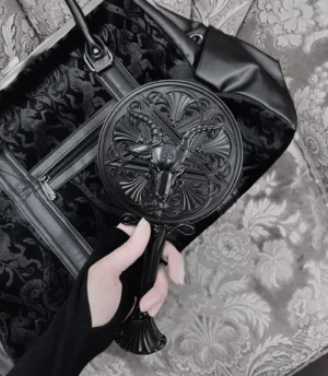 KILLSTAR Lord Of Night Handheld Mirror – Dark Gothic Baphomet Pentagram Hand Mirror