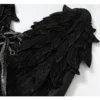 NO ROMANCE Vintage Court Knight Angel Wings Faux Suede Corset Top – Gothic Lace-Up Strapless Bustier Camisole for Women