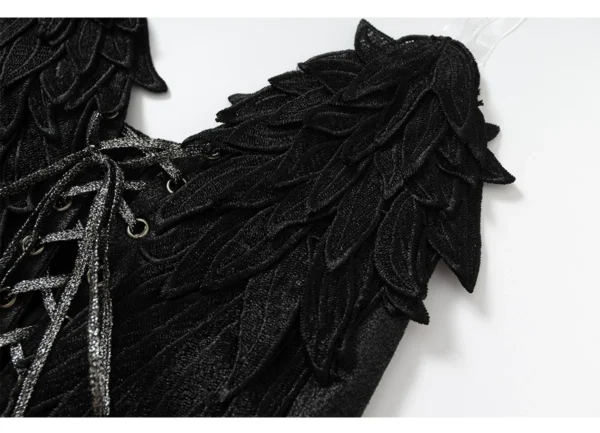 NO ROMANCE Vintage Court Knight Angel Wings Faux Suede Corset Top – Gothic Lace-Up Strapless Bustier Camisole for Women