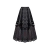 DARK IN LOVE KW457 Gothic Black Velvet Lace Patchwork Maxi Skirt – Vintage Layered Dark Red Lined Ruched Swing Skirt