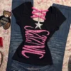 Y2K Cyber Graffiti Print Fitted T-Shirt – Pink Criss-Cross Strappy Neck Short Sleeve Slim Fit Crop Top