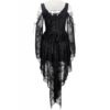 Women's Dark Gothic Cold Shoulder Lace Dress – Off-Shoulder Lace-Up High-Low Maxi Gown