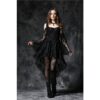 Women's Dark Gothic Cold Shoulder Lace Dress – Off-Shoulder Lace-Up High-Low Maxi Gown