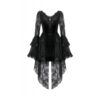 5b6eea887e964ea1100c074ad74d8e27.image.664x1000 Dark in Love Gothic Velvet & Lace Flare Sleeve Mini Dress with Train – Vintage Dark Romantic High-Low Dress (DW1128)