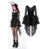92e59cf1b0de0d14a250373ec5082726.image.666x1000 Dark in Love Gothic Velvet & Lace Flare Sleeve Mini Dress with Train – Vintage Dark Romantic High-Low Dress (DW1128)
