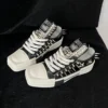 Gothic Star Studded Square Toe Low-Top Leather Sneakers – Punk Rock Metal Spike Unisex Subculture Streetwear Shoes
