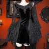 O1CN01sqq57o2LSXOxlgRUI_853359691 Dark in Love Gothic Velvet & Lace Flare Sleeve Mini Dress with Train – Vintage Dark Romantic High-Low Dress (DW1128)
