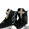 Gothic Studded Cross High-Top Platform Canvas Shoes – Y2K Visual Kei Side-Zip Hidden Wedge Heel Sneakers for Underground Punk Alt Aesthetics