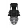 a20dd2849454f39dc8a712a1c386124e.image.664x1000 Dark in Love Gothic Velvet & Lace Flare Sleeve Mini Dress with Train – Vintage Dark Romantic High-Low Dress (DW1128)
