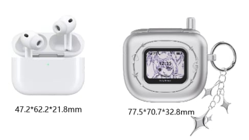 Defy Define Untitle07 Retro Y2K Flip Phone AirPods Case – Metallic Silver Protective Cover with Star Keychain for AirPods Pro 2, Pro, AirPods 4 & 3