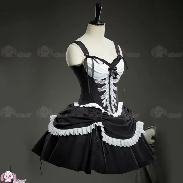 Hymn of the White Night Gothic Skeleton Lace Corset Mini Dress – Dark Romantic Lolita Bustier Dress for Halloween & Cosplay