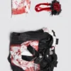 Rebellious Gothic Bloody Maid Cosplay Costume Set – Dark Vampire Bell-Sleeve Dress with Blood-Splattered Apron for Halloween