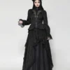 Dark in Love Gothic Swallowtail Coat – Victorian Lace Sheer High-Low Tailcoat Jacket with Back Corset Lacing (JW271)