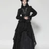 Dark in Love Gothic Swallowtail Coat – Victorian Lace Sheer High-Low Tailcoat Jacket with Back Corset Lacing (JW271)