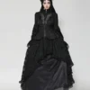 Dark in Love Gothic Swallowtail Coat – Victorian Lace Sheer High-Low Tailcoat Jacket with Back Corset Lacing (JW271)