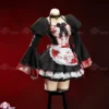 Rebellious Gothic Bloody Maid Cosplay Costume Set – Dark Vampire Bell-Sleeve Dress with Blood-Splattered Apron for Halloween