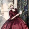 Identity V Bloody Queen Mary Original Skin Cosplay Costume – Custom Deluxe Wine Red 360-Degree Ball Gown Dress